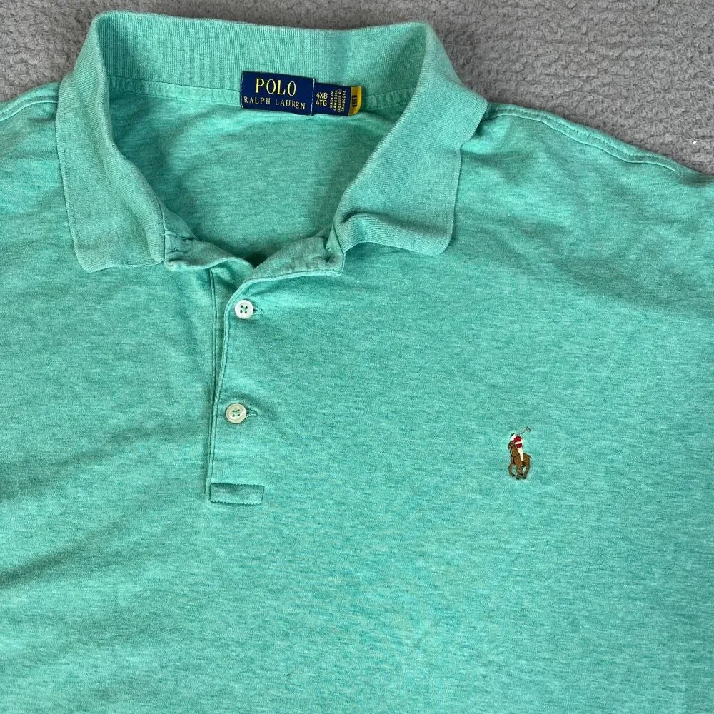 POLO RALPH LAUREN Shirt Mens 4XB Green Big & Tall Short Sleeve Flesh Pony Logo